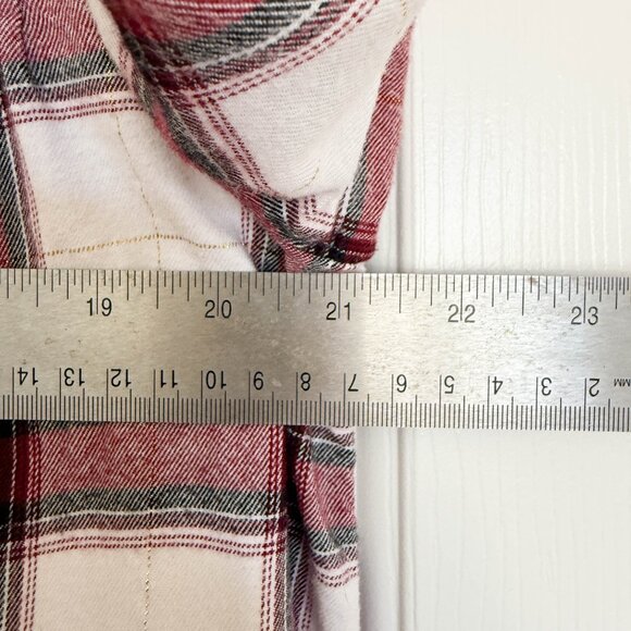 Womens Top New Directions White Red Black Plaid Button Up Size Large - Picture 6 of 7